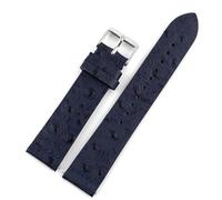 MCNVNEFSAW Vintage Leather Watchband 16mm 17mm 18mm 19mm 20mm 21mm 22mm Ostrich Pattern Quick Release Watch Strap Bracelets Accessories watch band(Dark blue,19mm)