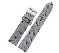 MCNVNEFSAW Vintage Leather Watchband 16mm 17mm 18mm 19mm 20mm 21mm 22mm Ostrich Pattern Quick Release Watch Strap Bracelets Accessories watch band(Light gray,21mm)