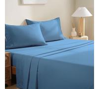 MCO Bedding Queen Bed Sheets Set - Soft Bed Sheets - Cooling Breathable Bedding Set with 16" Deep Pocket (4 Pieces, Queen, Blue Heaven)
