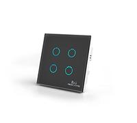 MCO Home Z-Wave Glass Touch Panel Switch, 4 relays, MH-S314, Black