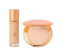 MCoBeauty - Glow & Set Duo - Flawless Luminous Skin Filter & Miracle Flawless Pressed Powder - Multi-Use Liquid Illuminator & Setting Powder for Radiant, Dewy Makeup - Light Shade