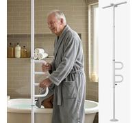 MCombo Security Pole for Elderly, Standing Assist, Bathroom | Floor-to-Ceiling (2.07-3m), Tension Mounted, Two 360° Grab Bars, 180KG Capacity, Safety Rail for Seniors