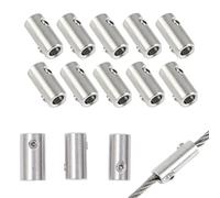 Mcoser 10Pcs Wire Rope Cable Clamp 6mm Stainless Steel Wire Rope Thimble,Double Hole Wire Rope Lock with End Screw Stopper,Wire Rope Clips for Cable Fittings