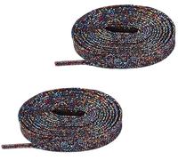 Mcoser 2 Pairs 120cm*10mm Shoelace Metallic Sparkling Shimmery Sequin Colorful Flat Shoelace For Sneakers Glitter Shiny Shoestrings Shoe Laces For Trainer
