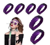 Mcoser Elastic Silk with Sequins Sequin Sport Headband, 6 Pack (Purple, 3CM Width, 36CM Circumference), Women's Adult Party & Sport Headband