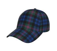 MCosu Blue and Green Scottish Tartan Print Sport Hat,Washed Baseball Cap Adjustable Low Profile Classic Dad Hat for Men Women, Blue and Green Scottish Tartan, One size