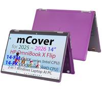 mCover Hard Case ONLY Compatible for 2025+ 14" HP OmniBook X Flip 14-FMxxxx 14-FKxxxx 2-in-1 (with 360° Hinge) Windows Laptop (NOT Fitting Any Other HP Models)- Purple