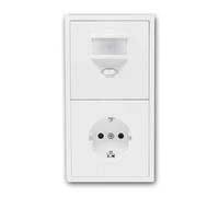 McPower SHALLOW IR Motion Sensor and Socket, White, with Double Frame, 152 x 80 x 35 mm, Suitable for LED, Switching Time and Sensitivity Adjustable
