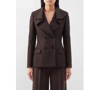 McQueen Slim Fit Double-Breasted Wool Blazer with Shawl Collar - Size: 42 - female