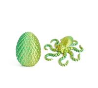 MCQWOMFQAK 1PC 3D Printed Articulated Octopus Figurine With Egg Cluster Flexible Joints Realistic Home Decor Mysterious Collectible Model Unique Gift(Laser Ygreen)