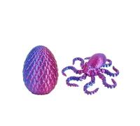 MCQWOMFQAK 1PC 3D Printed Articulated Octopus Figurine With Egg Cluster Flexible Joints Realistic Home Decor Mysterious Collectible Model Unique Gift(Laser purple)