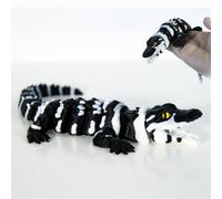 MCQWOMFQAK 1pc Articulated Animal Model 3D Printed Crocodile Figurine Flexible Joint Collectible Unique Gift Idea for Desk and Home(Black and White)