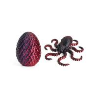 MCQWOMFQAK 1PC Realistic Egg Carrying Octopus 3D Printed Articulated Figurine Flexible Joints Mysterious Desk Decor Collectible Model Unique Gift Idea(Laser redBlack)
