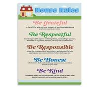 MCQWOMFQAK Behavior Sign Family House Rules Poster for Home Classroom Decor with Inspirational Values(Unframed,12x18inch(30x45cm))