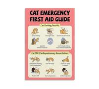 MCQWOMFQAK Visual Guide to Cat First Aid Choking CPR Canvas Print Wall-Art for Veterinary Training Room(Framed,12x18inch(30x45cm))