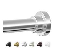 Mcrbeay Shower Curtain Rod, 1" Diameter Heavy Duty Tension Shower Rod, Non Slip Adjustable 28-74 inch No Drilling Shower Curtain Rods Spring Tension For Bathroom, Shower Stall, No Rust, Silver
