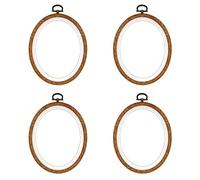 Mcredy 4 PCS 4.72x6(LxW) Embroidery Hoops Set,Imitated Wood Plastic Embroidery Hoop Frames Oval Cross Stitch Hoop Ring for Art Craft Sewing and Hanging