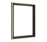 MCS Floating Canvas Frame, Art Frames for Canvas Paintings with Adhesive Fasteners and Hanging Hardware, 12 x 16 Inch Black and Gold Finish