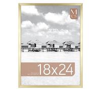 MCS Gallery Foundation 18x24 Poster Frame Brass, Vertical & Horizontal Wall Hanging Large Picture Frame for Photos, Posters & Art Prints (1-Pack)