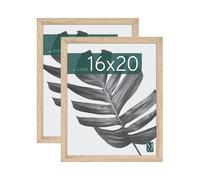 MCS Studio Gallery 16x20 Poster Frame Natural Woodgrain, Vertical & Horizontal Wall Hanging Large Picture Frame for Photos, Posters & Art Prints (2-Pack)
