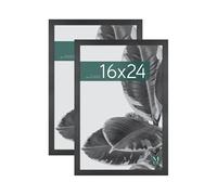 MCS Studio Gallery 16x24 Poster Frame Black Woodgrain, Vertical & Horizontal Wall Hanging Large Picture Frame for Photos, Posters & Art Prints (2-Pack)