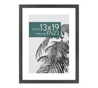 MCS Studio Gallery 17x23 Poster Frame, Display Pictures 13x19 With Mat or 17x23 Without Mat, Vertical & Horizontal Wall Hanging Large Picture Frame for Photos & Posters, Black (1-Pack)