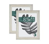 MCS Studio Gallery 8.5x11 Picture Frame Gray Woodgrain, Rectangle Photo Frame for Photos, Posters & Art Prints & Easel for Tapletop Display (2-Pack)