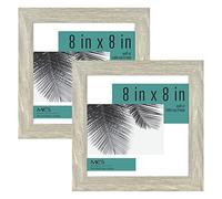 MCS Studio Gallery 8x8 Picture Frame Gray Woodgrain, Wall Hanging & Easel for Tapletop Display, Square Photo Frame for Photos, Posters & Art Prints (2-Pack)