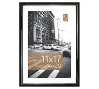MCS Trendsetter 14x20 Poster Frame, Display Pictures 11x17 With Mat or 14x20 Without Mat, Vertical & Horizontal Wall Hanging Large Picture Frame for Photos & Posters, Black (1-Pack)