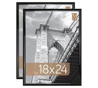 MCS Trendsetter 18x24 Poster Frame Black High-Gloss, Vertical & Horizontal Wall Hanging Large Picture Frame for Photos, Posters & Art Prints (2-Pack)