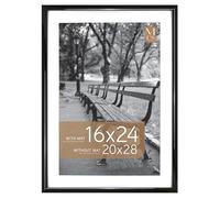 MCS Trendsetter 20x28 Poster Frame, Display Pictures 16x24 With Mat or 20x28 Without Mat, Vertical & Horizontal Wall Hanging Large Picture Frame for Photos & Posters, Black (1-Pack)