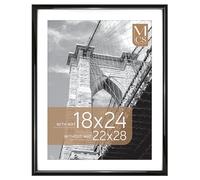 MCS Trendsetter 22x28 Poster Frame, Display Pictures 18x24 With Mat or 22x28 Without Mat, Vertical & Horizontal Wall Hanging Large Picture Frame for Photos & Posters, Black (1-Pack)