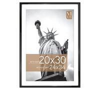 MCS Trendsetter 24x34 Poster Frame, Display Pictures 20x30 With Mat or 24x34 Without Mat, Vertical & Horizontal Wall Hanging Large Picture Frame for Photos & Posters, Black (1-Pack)