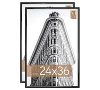 MCS Trendsetter 24x36 Poster Frame Black High-Gloss, Vertical & Horizontal Wall Hanging Large Picture Frame for Photos, Posters & Art Prints (2-Pack)