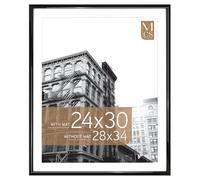MCS Trendsetter 28x34 Poster Frame, Display Pictures 24x30 With Mat or 28x34 Without Mat, Vertical & Horizontal Wall Hanging Large Picture Frame for Photos & Posters, Black (1-Pack)