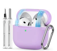 MCTOPZO for AirPods 4 Case 2024 Come with Cleaner Kit,Soft Silicone Protective Cover for Apple AirPods 4th Generation Cases with Keychain,Compatible with AirPod 4 Case for Women Men-Magnetic Purple