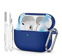 MCTOPZO for AirPods Pro 3 Case with Magnetic Lock,Soft Silicone Protective Cover for Apple AirPods Pro 3rd Generation with Cleaner Kit,AirPod Pro 3 Case 2025 with Keychain for Women Men-Magnetic Blue