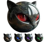 Mcuhm Luxury Black Cat Stone Sculpture - Handcrafted Resin Mini Cat Statue with Marble Texture & Amber Eyes - Elegant Cat Ornament for Home Decor & Collectors (Red)