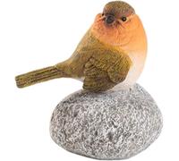 Mcuhm Robins on Stones - Resin Bird Statue Garden Decor, Handcrafted Robin on Rock Figurine for Outdoor & Indoor, for Bird Lovers, Patio, Windowsill Ornament (Heads tilted)