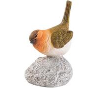 Mcuhm Robins on Stones - Resin Bird Statue Garden Decor, Handcrafted Robin on Rock Figurine for Outdoor & Indoor, for Bird Lovers, Patio, Windowsill Ornament (Heads down)