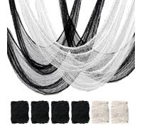 Mcupper 6 Pack Halloween Creepy Cloth (30 x 72 Inch), Halloween Gauze (4 Black + 2 White), Creepy Gauze for House, Outdoor, Yard and Halloween Decoration Indoor