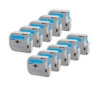 MCUXMVUMI 10PK MK-521 Label Tape Compatible With PT-70 PT-80 9mm Black On Blue Printer Ribbon