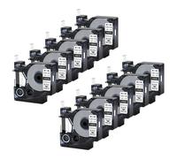 MCUXMVUMI Heat Shrink Tube Sleeve Compatible With Bal 37 And Label Printer 6mm 9mm 12mm 19mm 24mm 18051mm 18053mm 18055mm 4200mm 6000mm 5200mm 10PK(10PK Black on White)