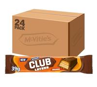 McVitie's Chocolate Club Layers, Orange Flavour Biscuits, 39 g (Pack of 24) | Milk Chocolate Covered Wafer Bars, Zesty Orange Cream Filling, Great Snack for Lunchboxes