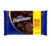McVitie's Dark Digestive Biscuits Twin Pack 2 x 316 g, Chocolate, 632 gram | Fibre Rich, Vegetarian Snack, Great for Sharing, Indulgent Treats, Great for Celebrations