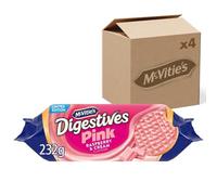 McVitie's Digestives Pink, Raspberry & Cream Flavour Biscuits, 232 g,Delicious Raspberry & Cream Coating, Snack for Sharing, Quality Ingredients, Convenient for On-the-Go Enjoyment (Pack of 2)