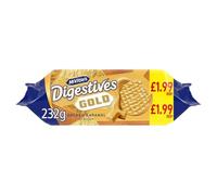 Mcvitie's Gold Digestives Biscuits 232g (Pack of 12) PMP Packs | Limited Edition Golden Caramel Flavour Biscuit