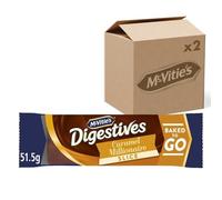 McVitie's Milk Chocolate Digestives Caramel Millionaire Slice, 51.5 g,2 Single Snack Bars, Indulgent Snacking, Vegetarian Friendly, Fiber-Rich, Great for Gifting (Pack of 1)