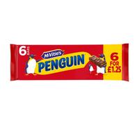 McVitie's Penguin Milk Chocolate Biscuit Bars 6 bar (Pack of 12)