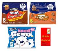 McVitie's selection pack with Mini milk chocolates, gingerbread men & Iced gems biscuits 17 small bags for kids parties, Christmas & Birthday snack treats